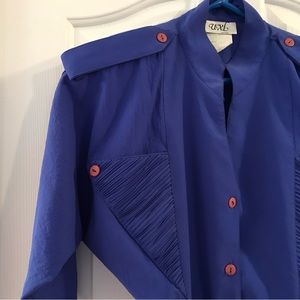 🇨🇦Vintage UXL BRAND🇨🇦 Full Button Short Sleeve Belted Blue Dress Size 11…